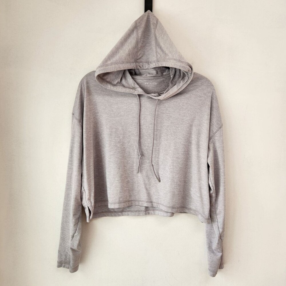 Athleta Cropped Grey Lightweight Hoodie Hooded Sweatshirt Lightweight Women's XS - Picture 1 of 11